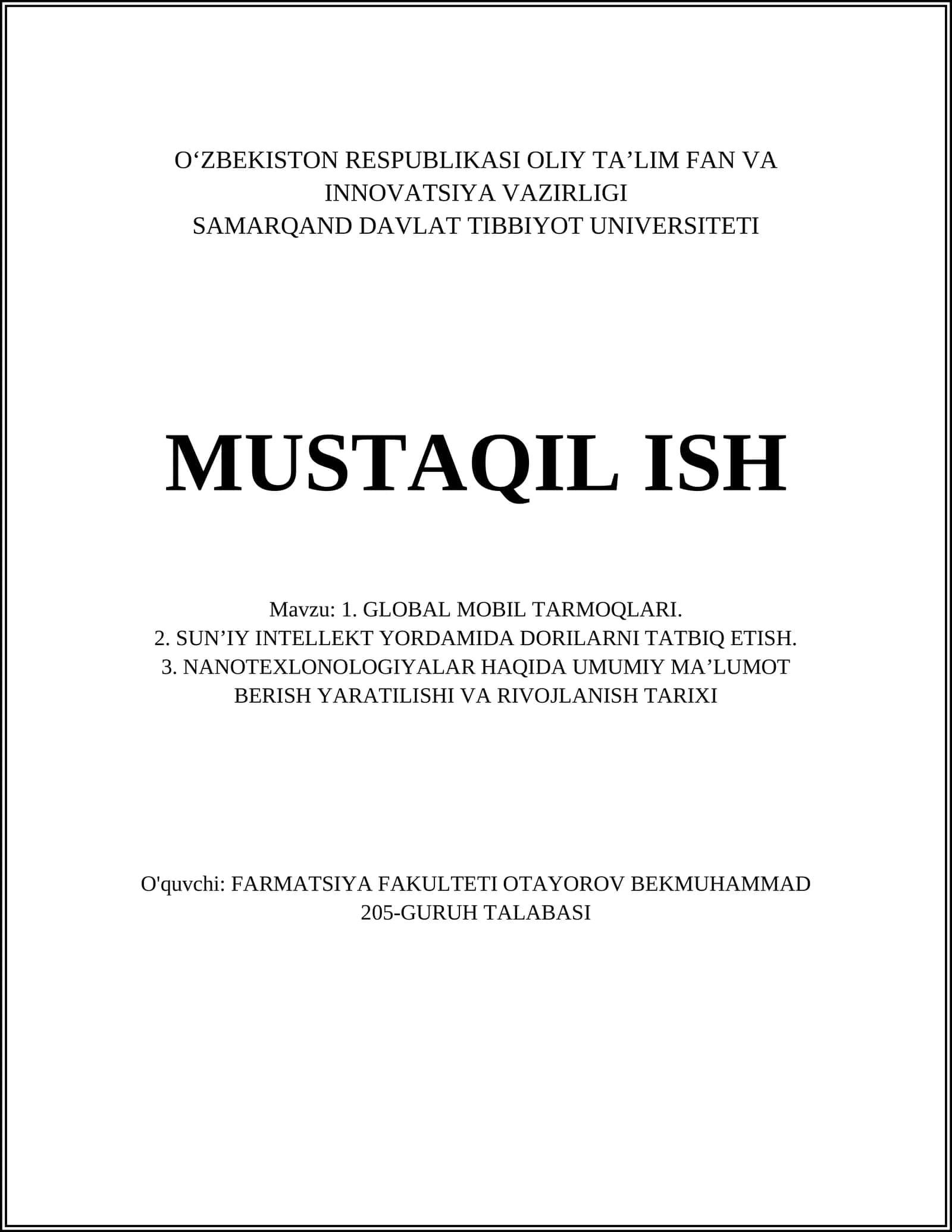 GLOBAL MOBIL TARMOQLARI 1