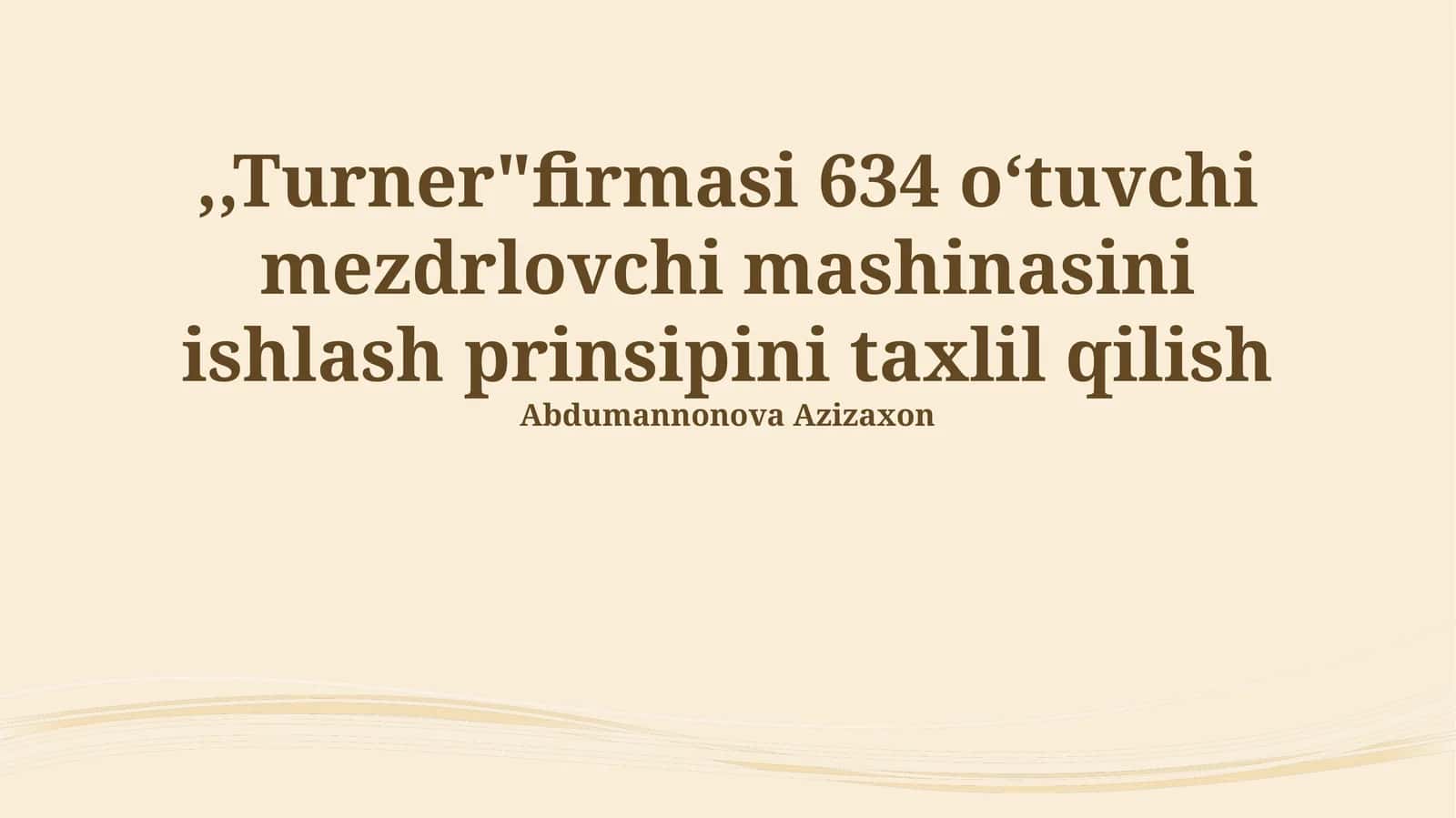 Turner 634 Mashinasi 1