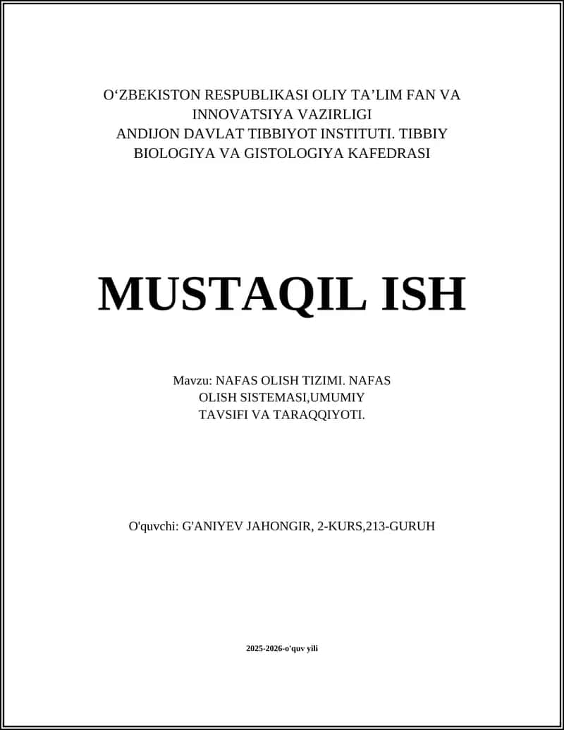 NAFAS OLISH TIZIMI 1