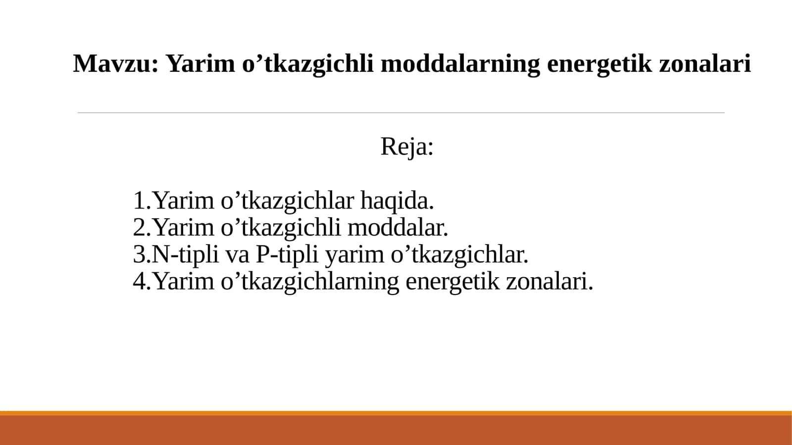Yarim o’tkazgichli moddalarning energetik zonalari 1