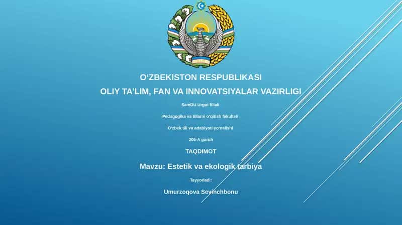 Estetik va Ekologik Tarbiya 1