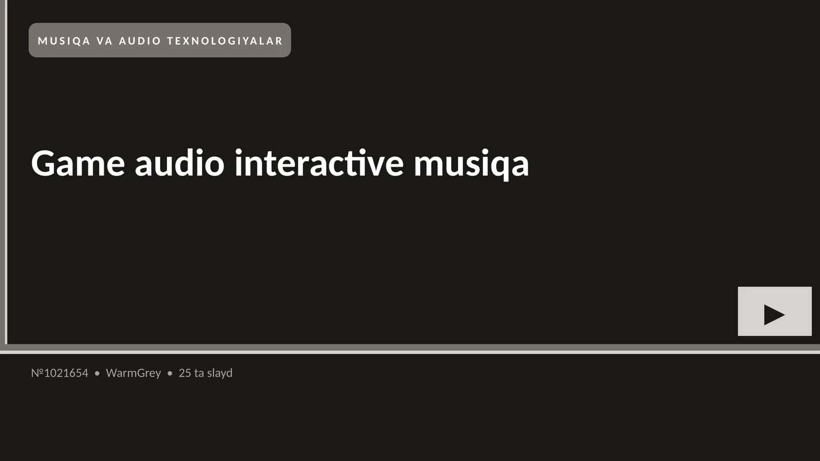 Game audio interactive musiqa 1