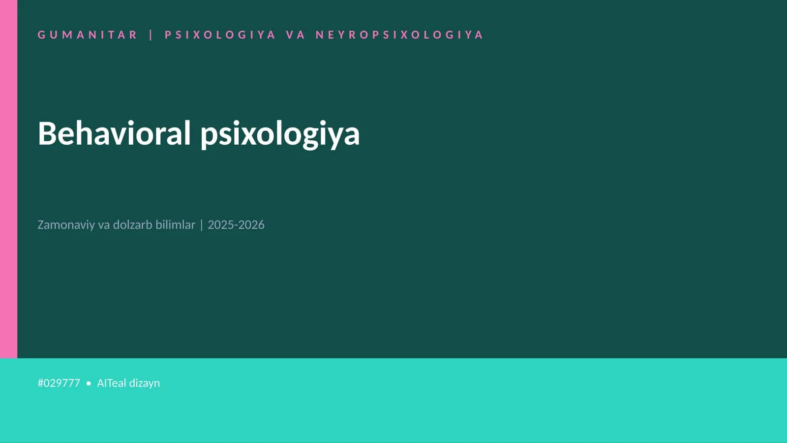 Behavioral psixologiya 1