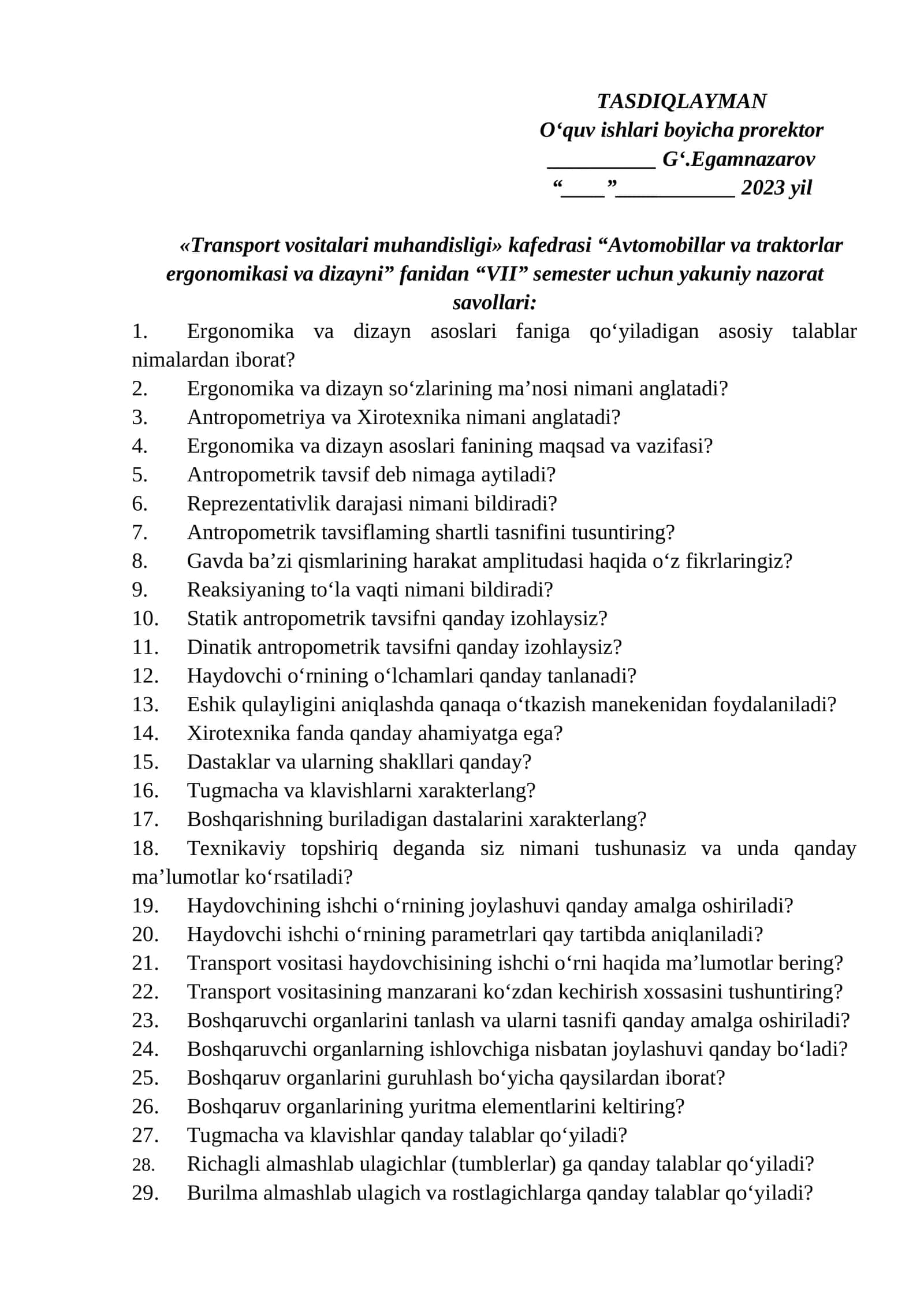 Transport vositalari muhandisligi 1