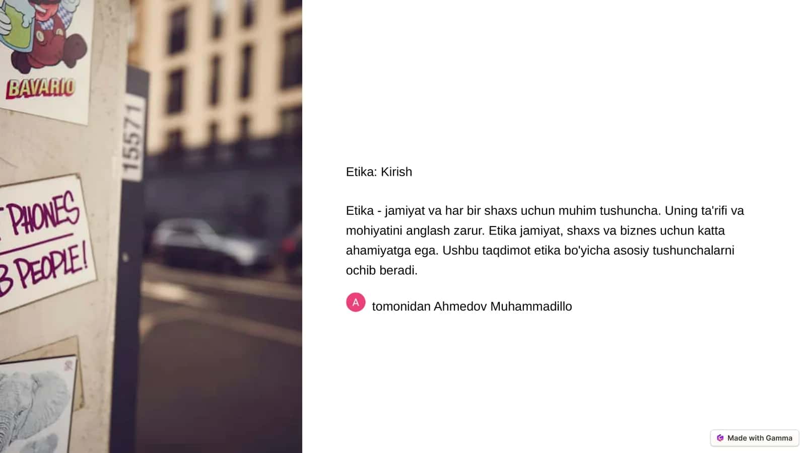 Etika: Kirish 1