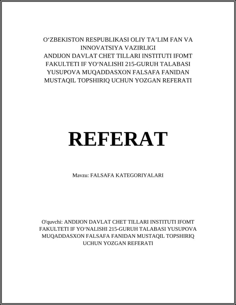 FALSAFA KATEGORIYALARI 1