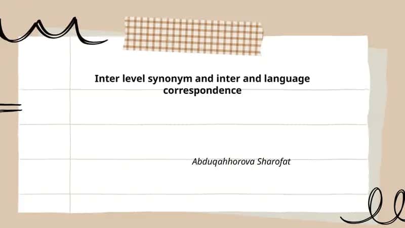 Inter level synonym and inter and language correspondence 1