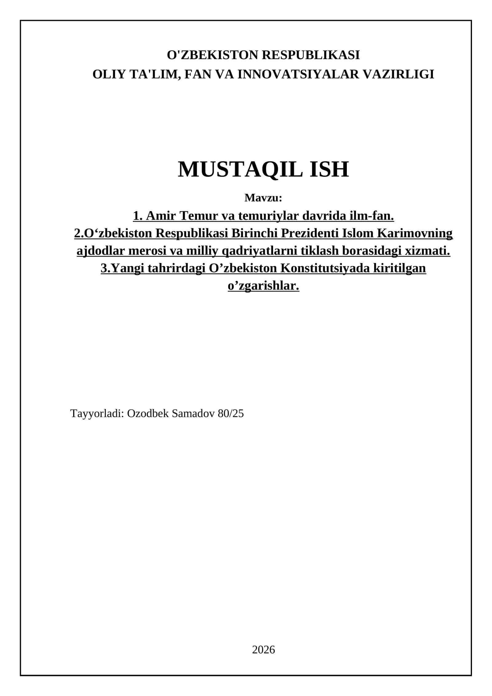 Amir Temur va temuriylar davrida ilm-fan 1
