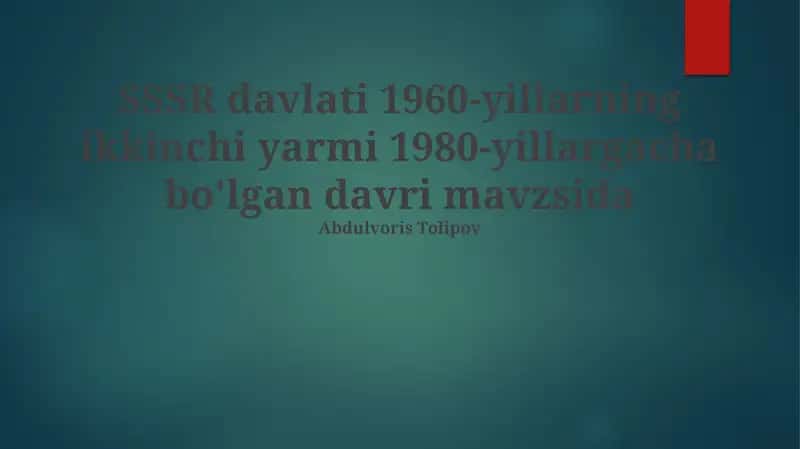 SSSR davlatining ichki siyosati 1