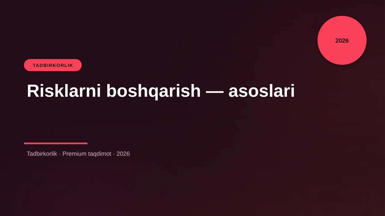 Risklarni boshqarish — asoslari 1