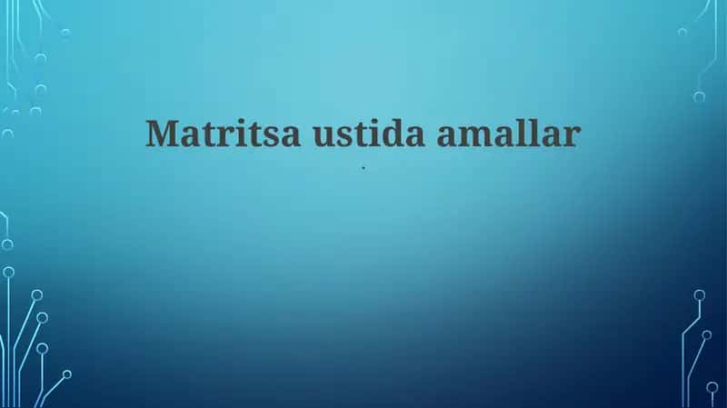 Matritsa ustida amallar 1