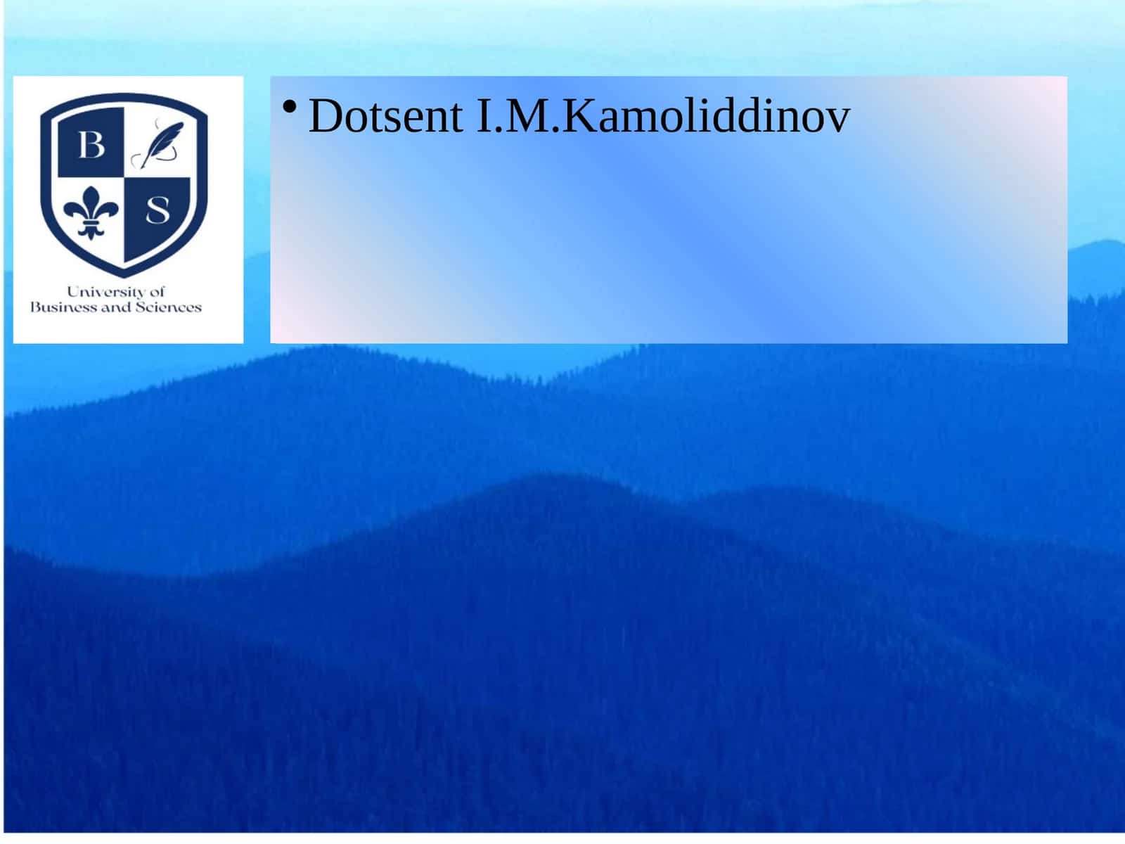 Dotsent I.M.Kamoliddinov 1