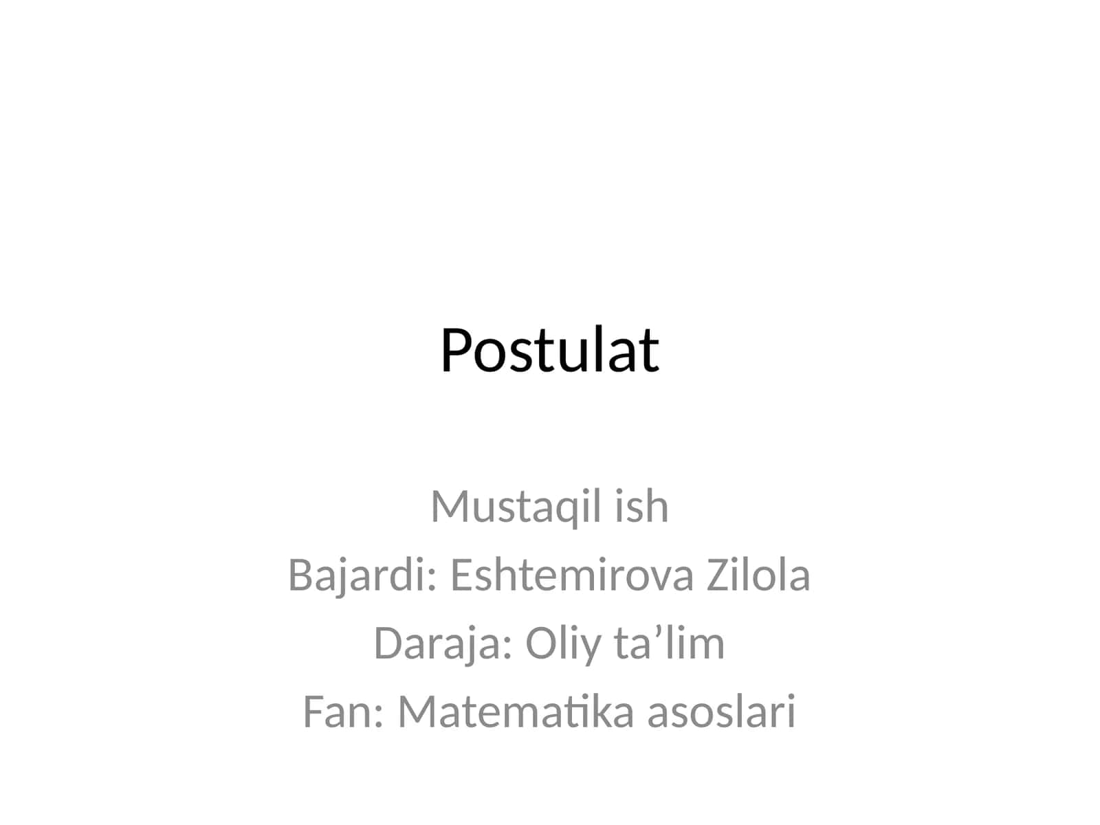 Postulat 1