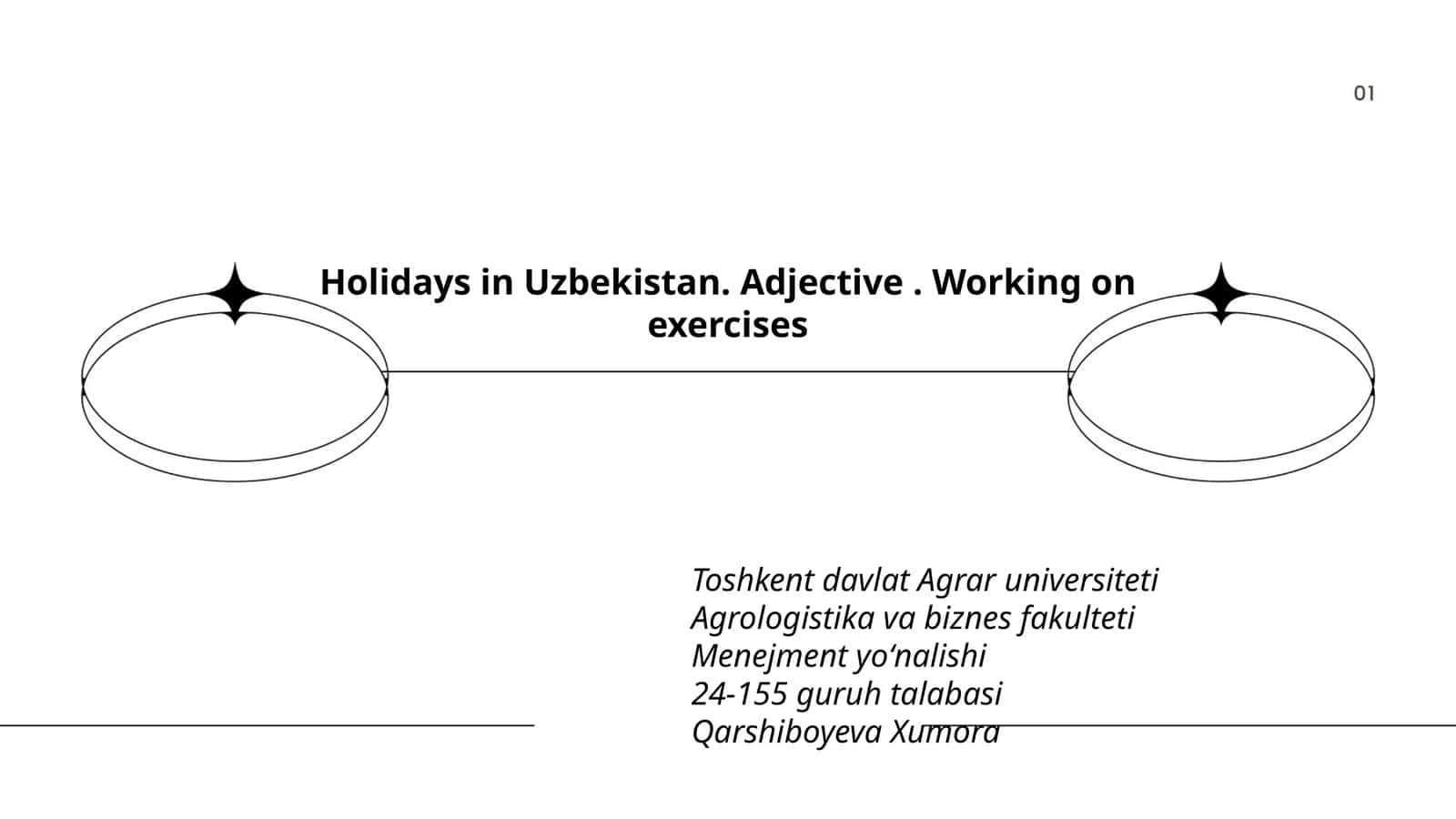 Holidays in Uzbekistan. Adjective. Working on exercises 1