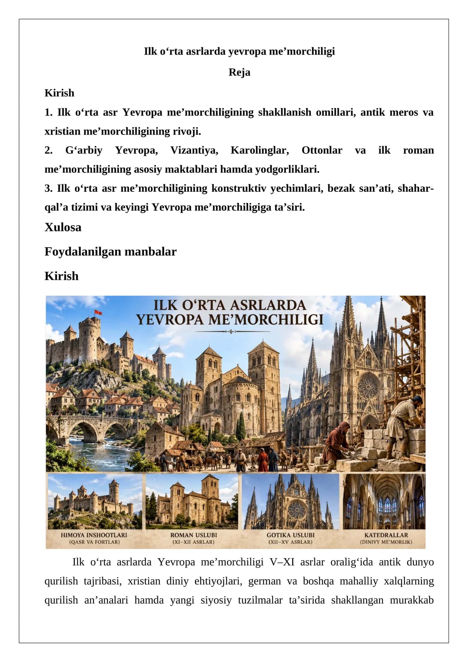Ilk o‘rta asrlarda yevropa me’morchiligi 1