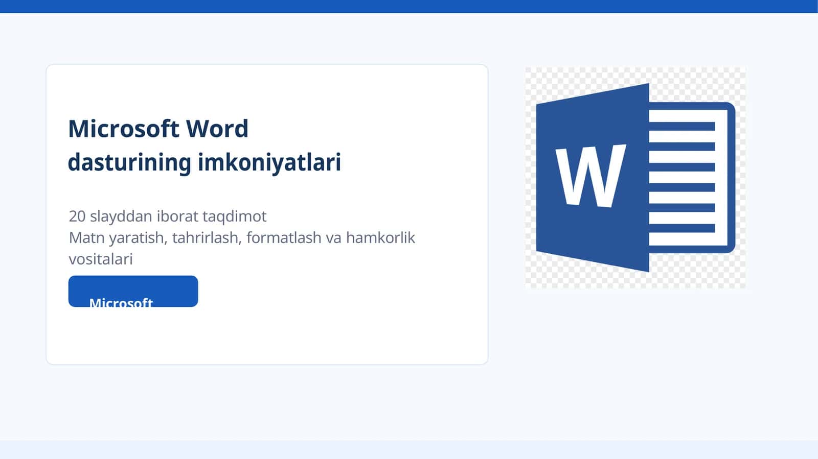 Microsoft Word dasturining imkoniyatlari 1