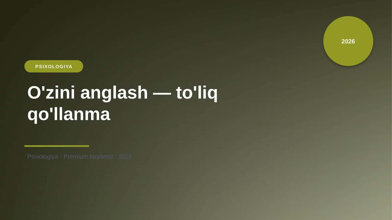 O'zini anglash — to'liq qo'llanma 1