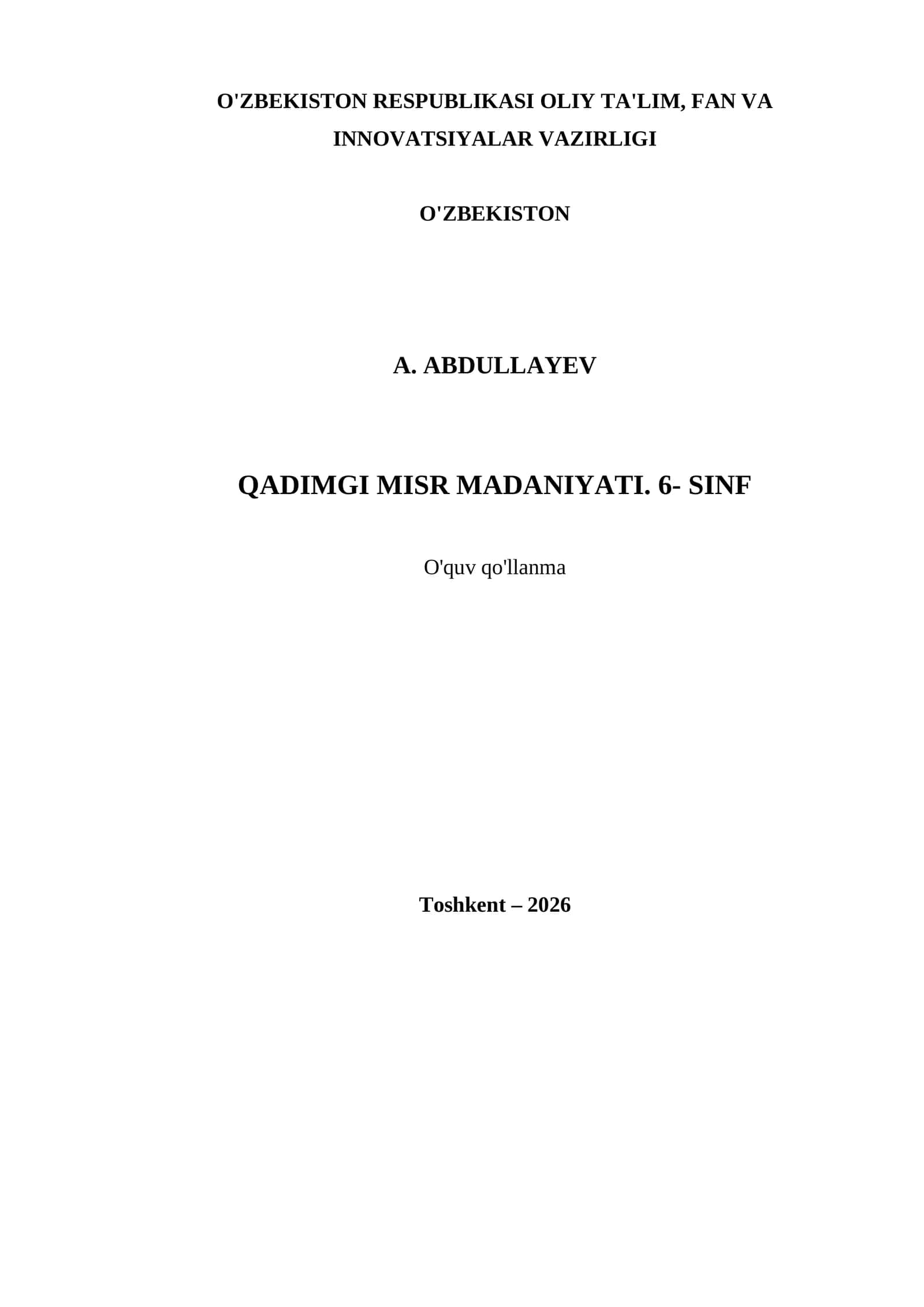 QADIMGI MISR MADANIYATI. 6- SINF 1