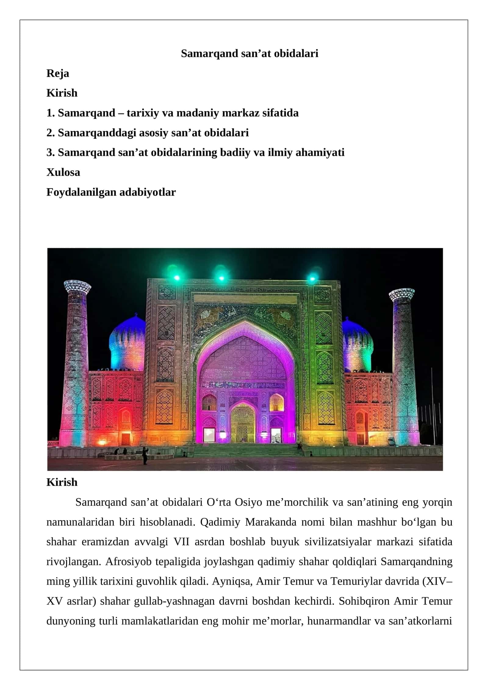 Samarqand san’at obidalari 1