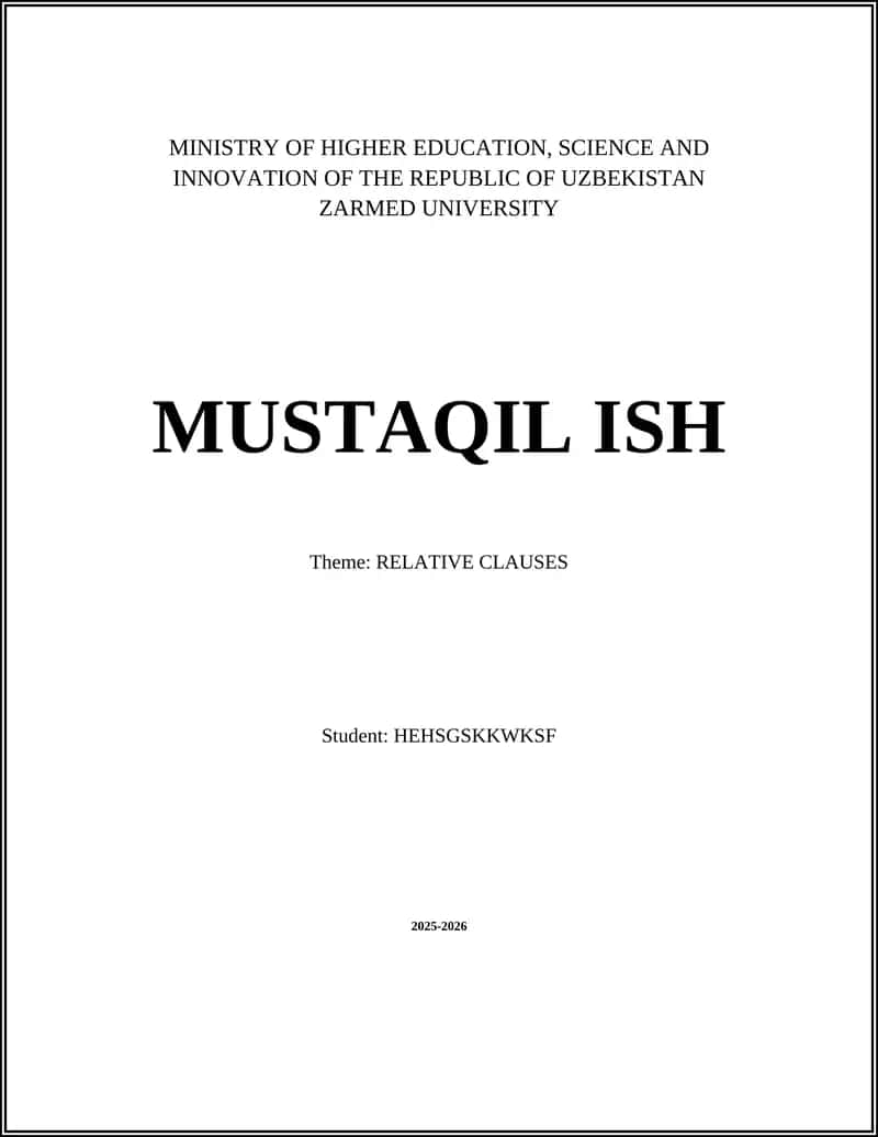 MUSTAQIL ISH: RELATIVE CLAUSES 1