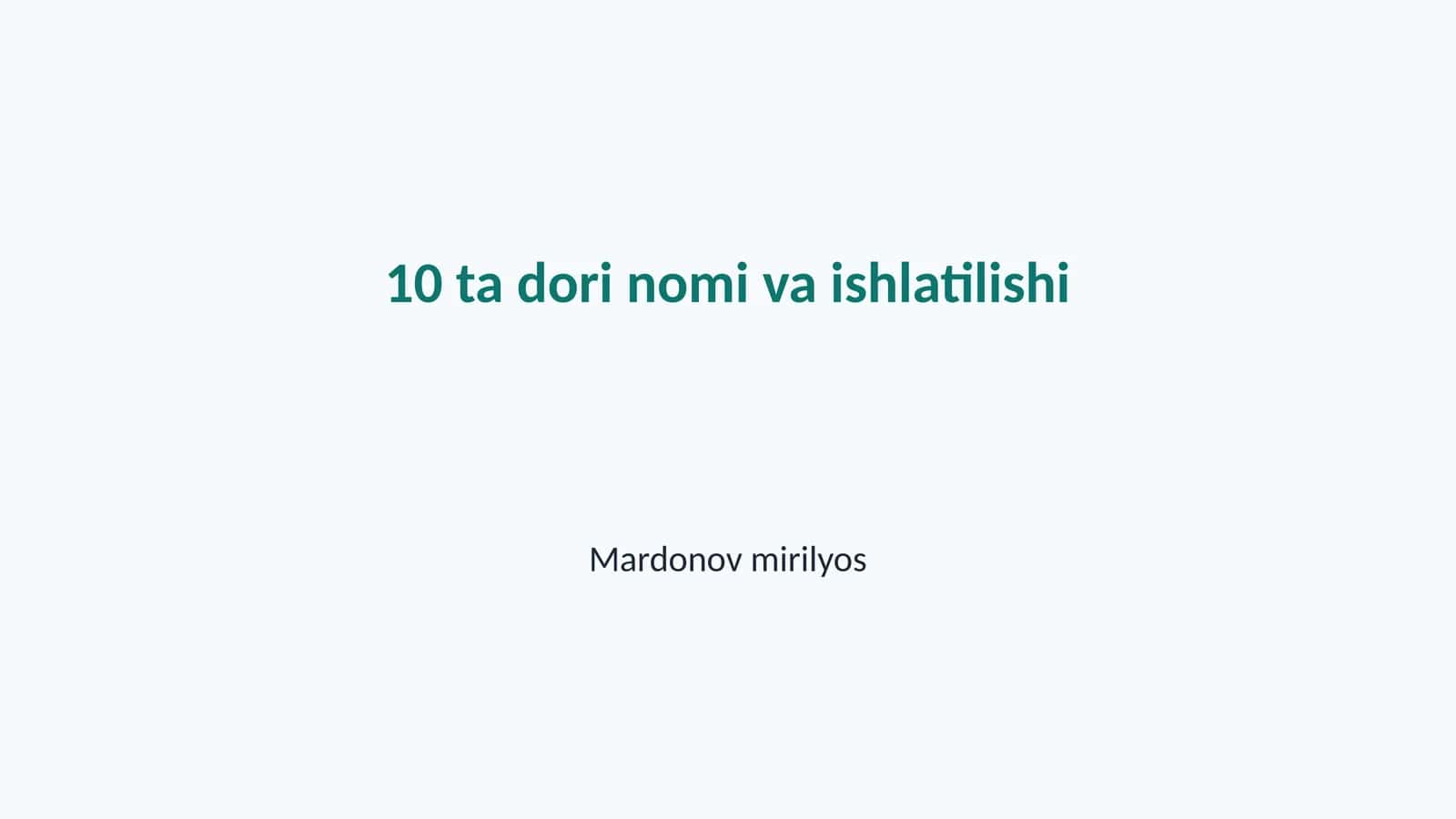 Dori vositalarini tasnifi 1