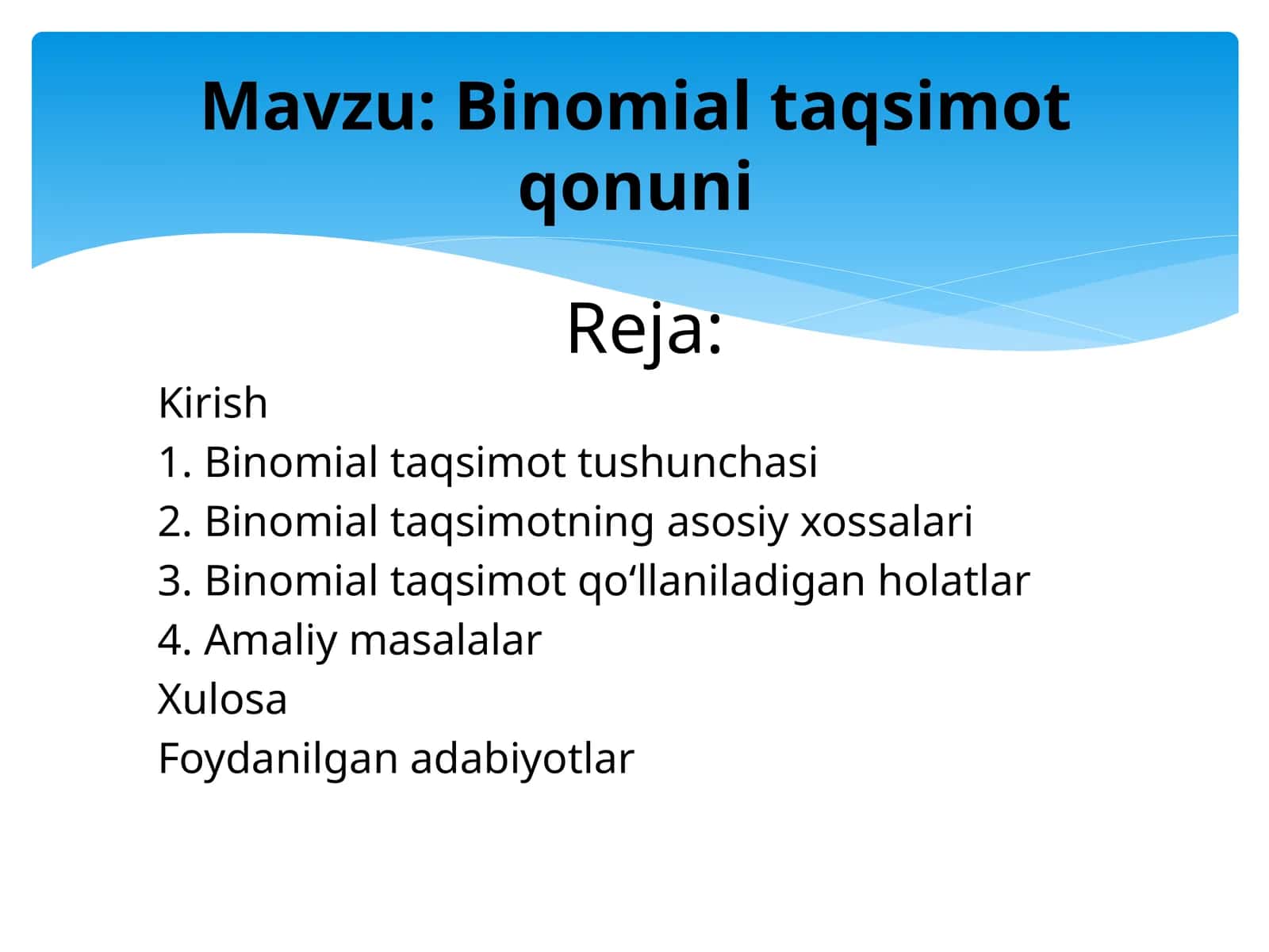 Binomial taqsimot qonuni 1