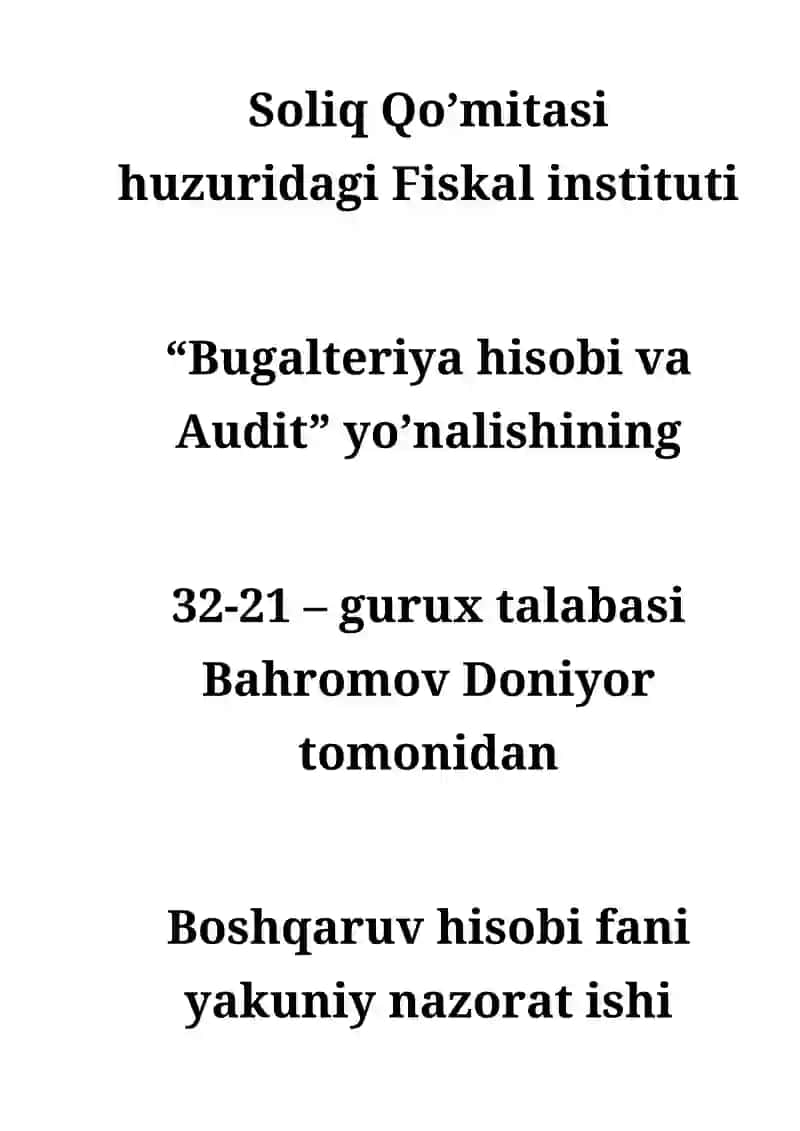 O'zgaruvchan va doimiy xarajatlar