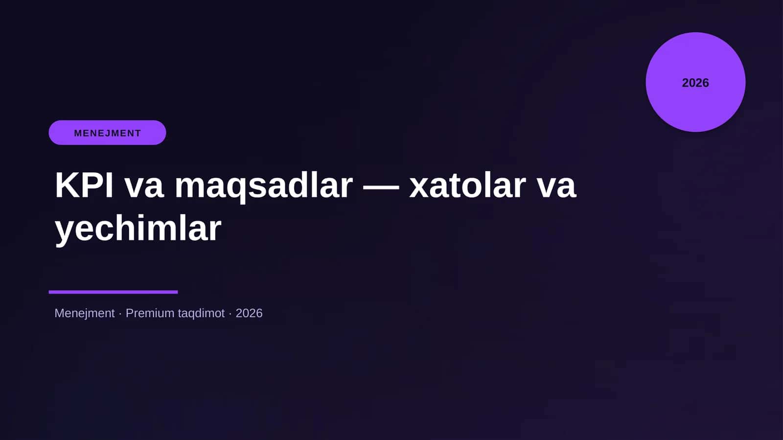 KPI va maqsadlar — xatolar va yechimlar 1