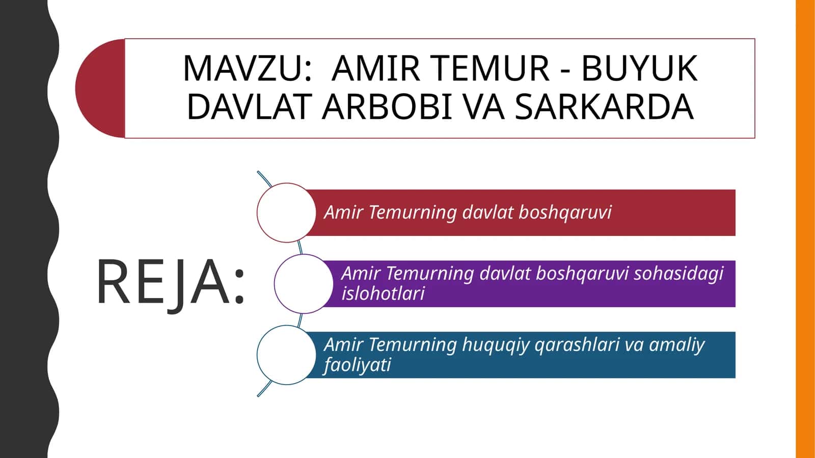 AMIR TEMUR - BUYUK DAVLAT ARBOBI VA SARKARDA 1