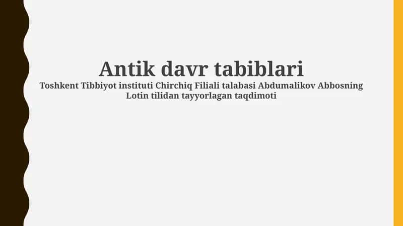 Antik davr tabiblari 1