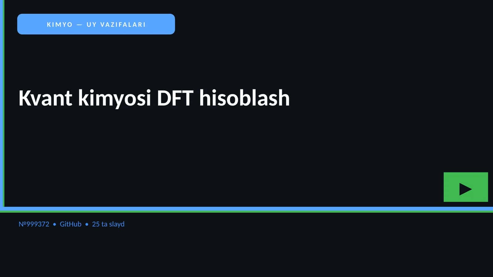 Kvant kimyosi DFT hisoblash 1
