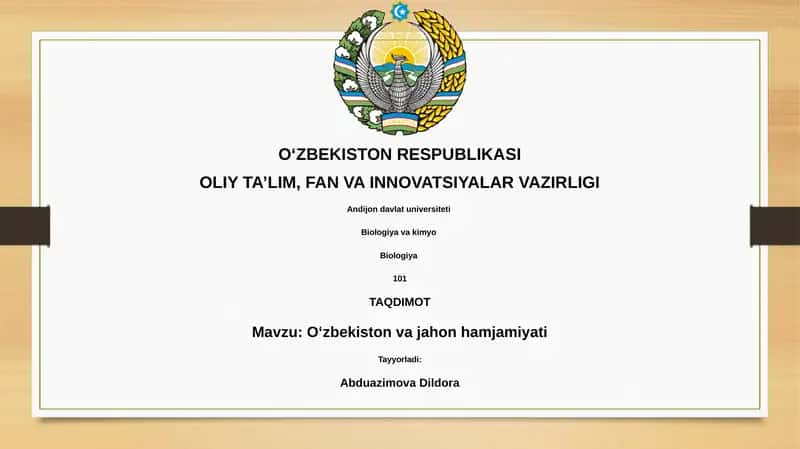 Oʻzbekiston va jahon hamjamiyati 1