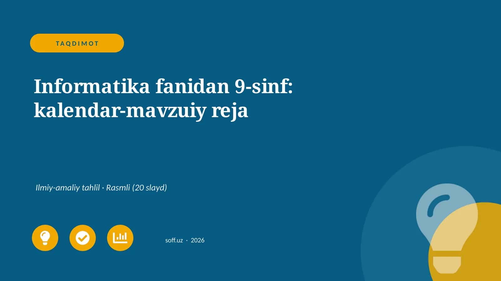 Informatika fanidan 9-sinf: kalendar-mavzuiy reja 1