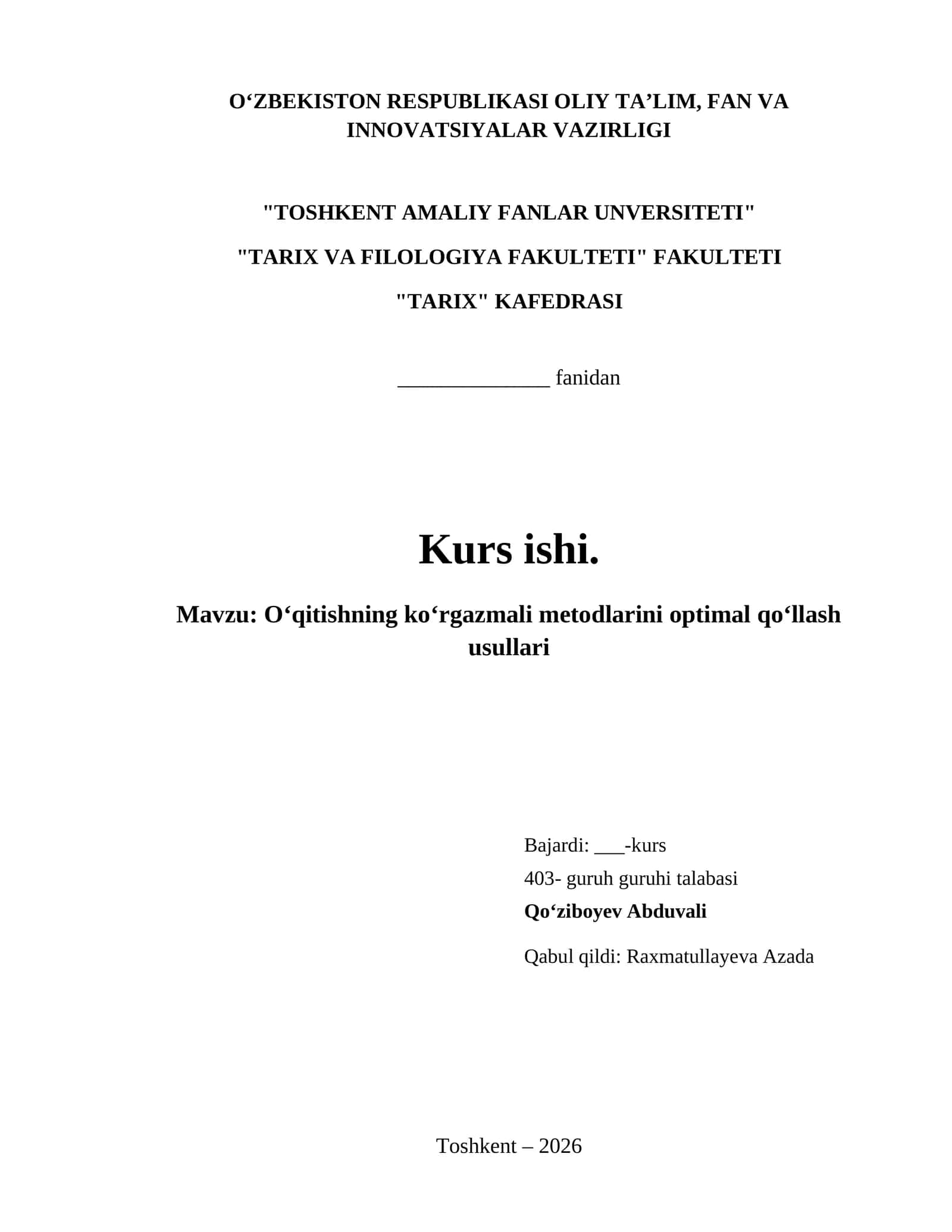 Oʻqitishning koʻrgazmali metodlarini optimal qoʻllash usullari 1