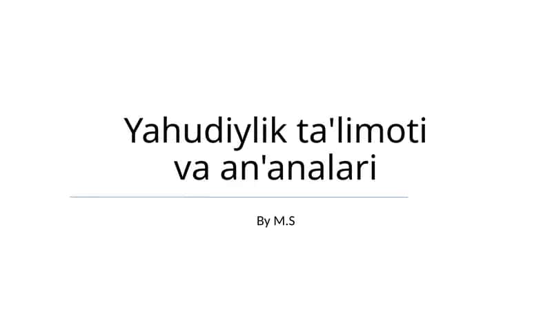 Yahudiylik ta'limoti va an'analari 1