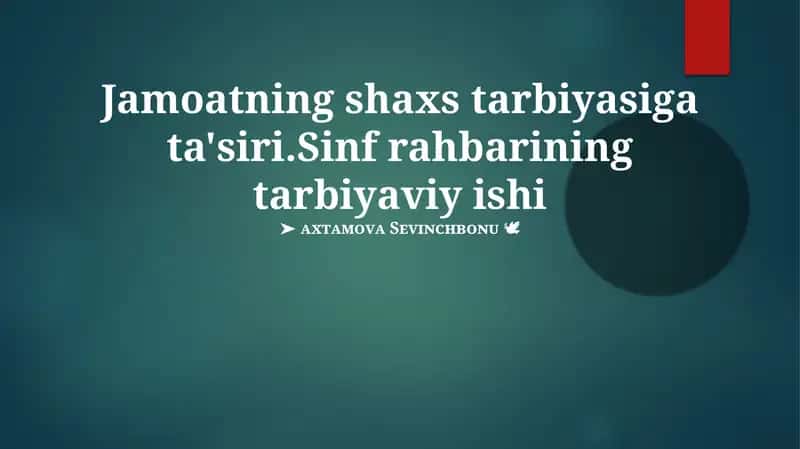 Sinf rahbarining tarbiyaviy ishi 1