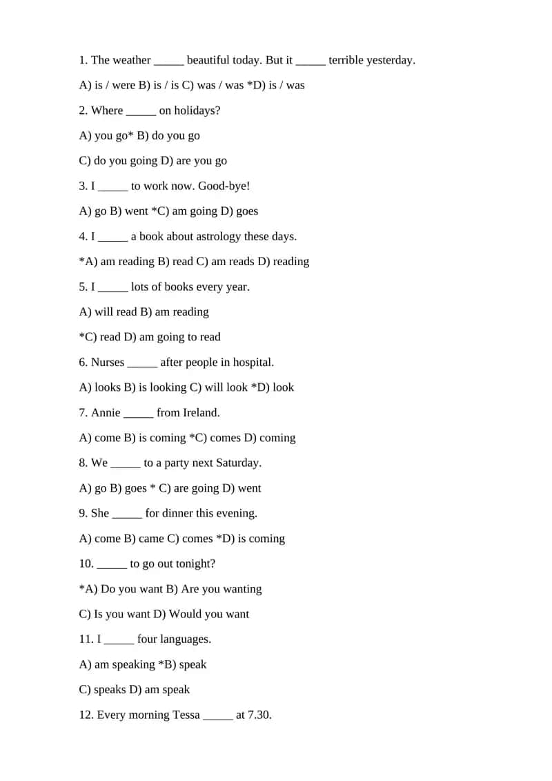 English language test questions 1