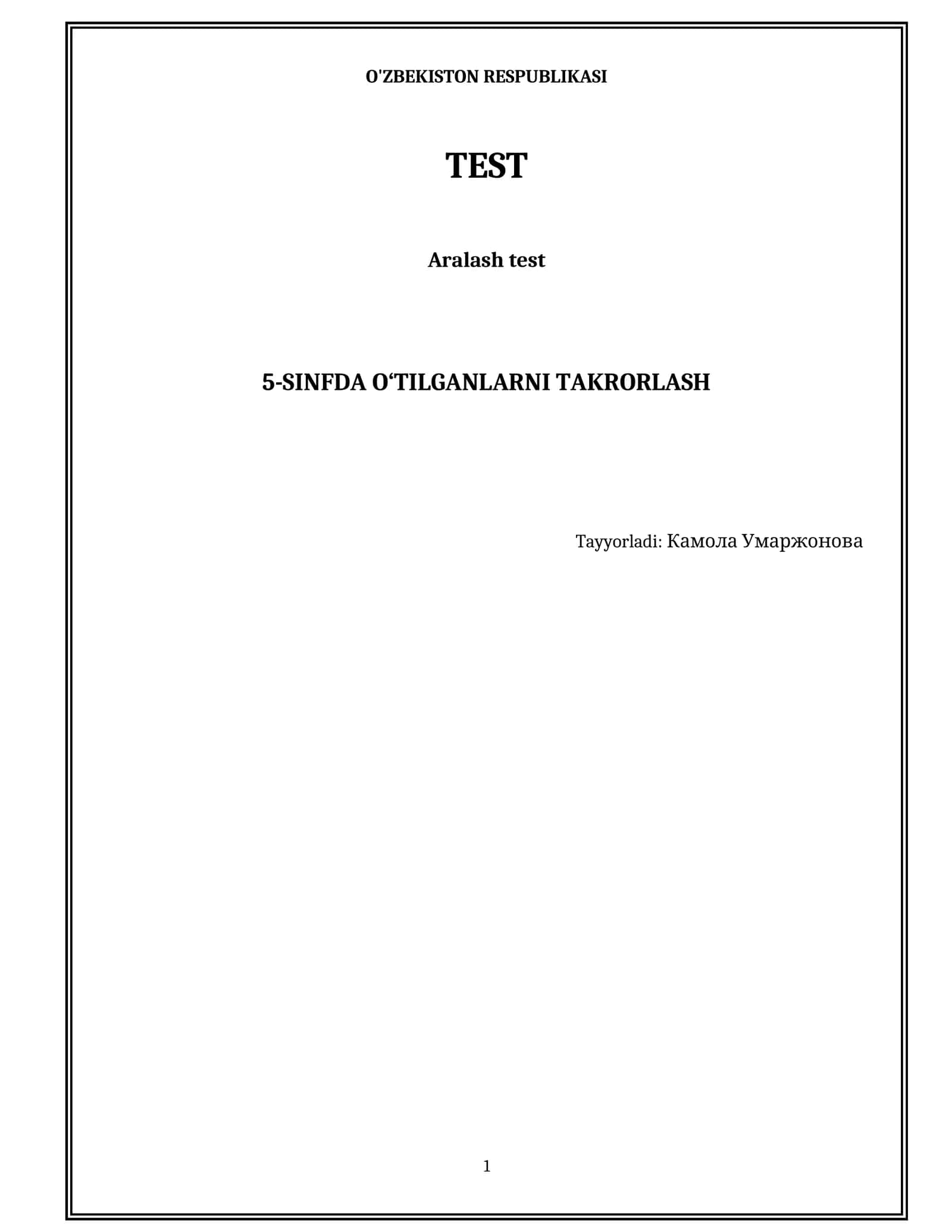 5-sinfda o‘tilganlarni takrorlash 1