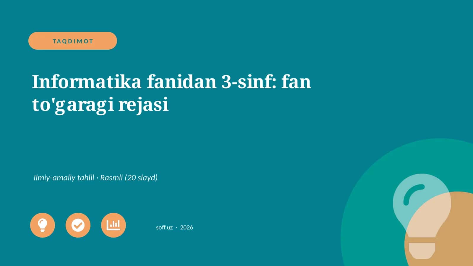 Informatika fanidan 3-sinf: fan to'garagi rejasi 1