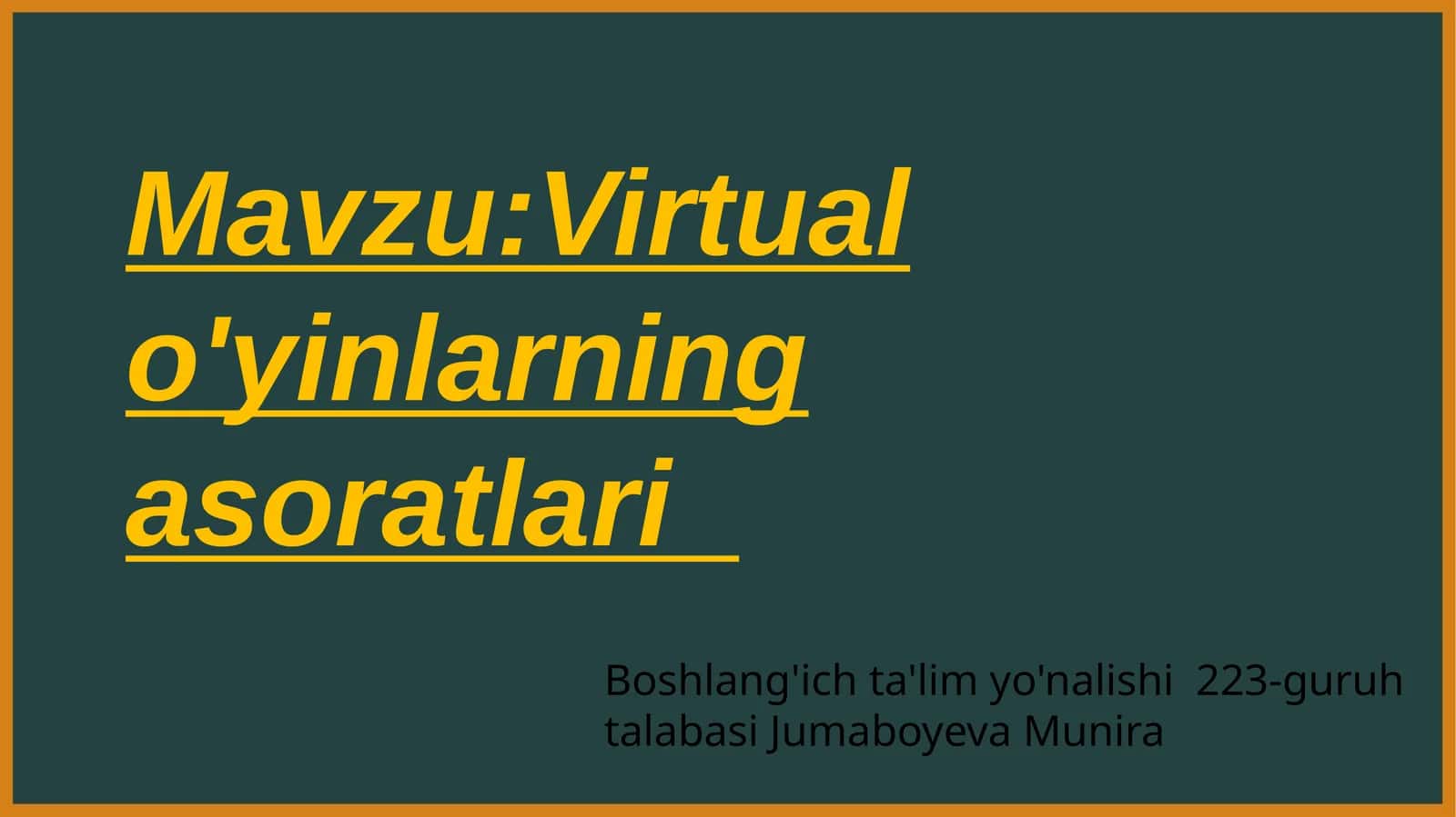 Virtual  o'yinlarning asoratlari 1