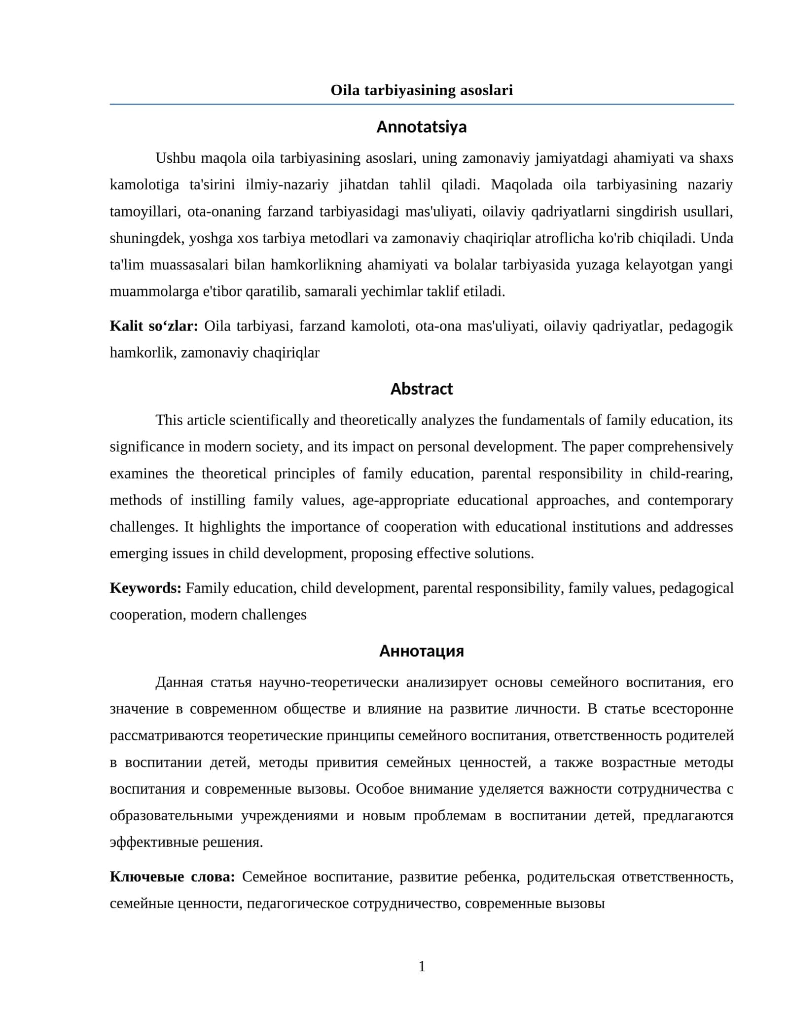 Oila tarbiyasining asoslari 1