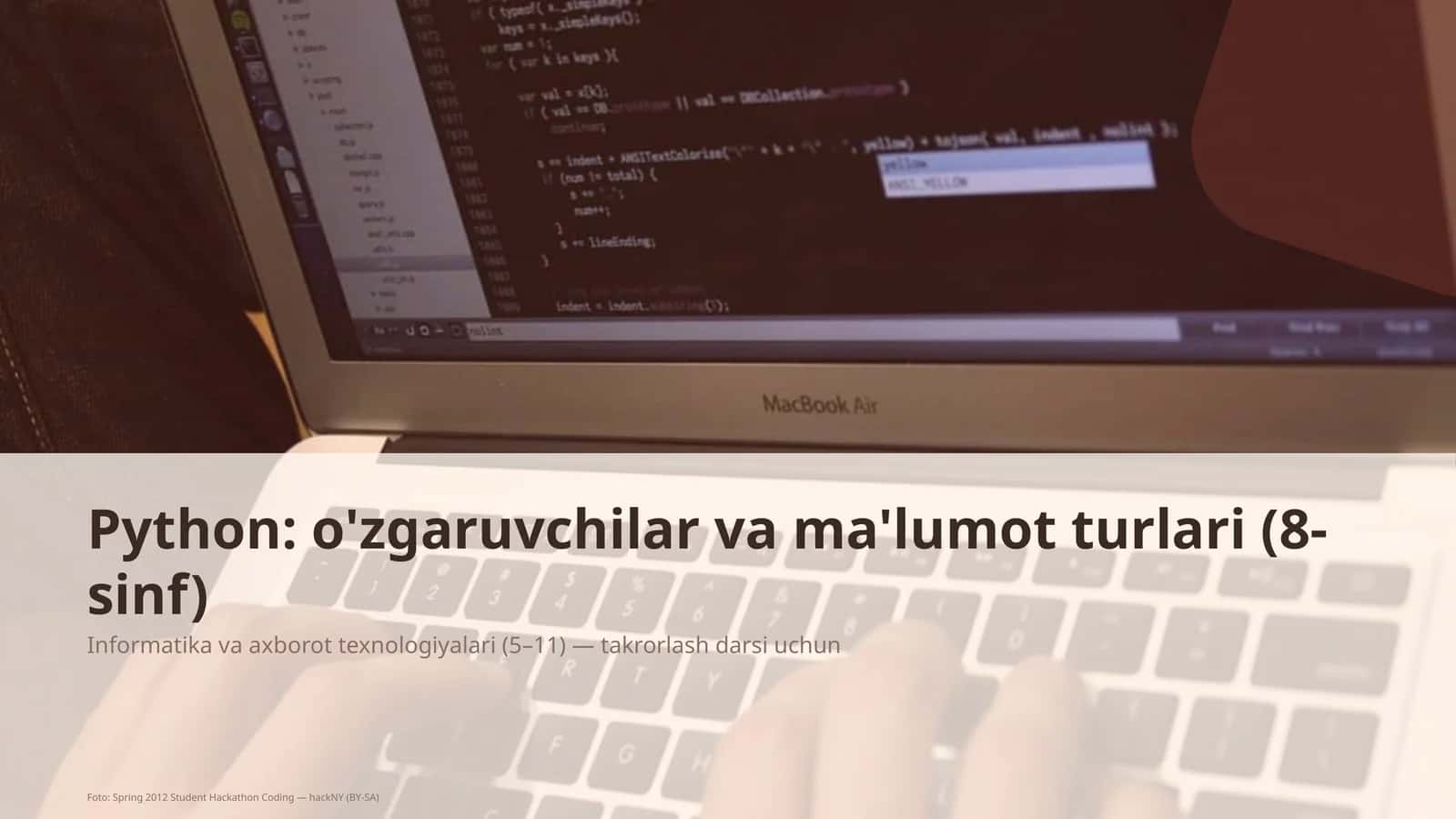 Python: o'zgaruvchilar va ma'lumot turlari (8-sinf) 1