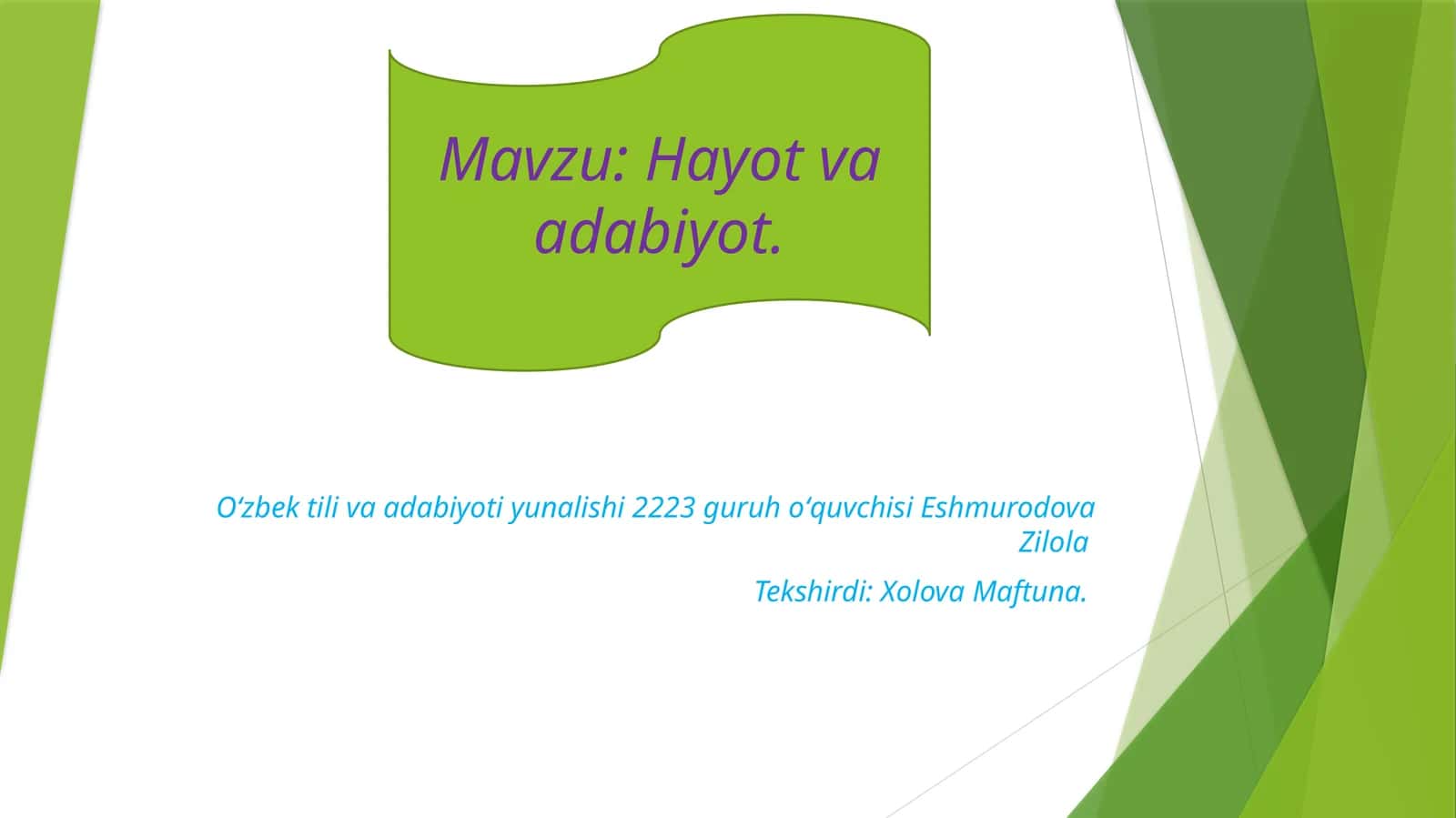 Hayot va adabiyot 1