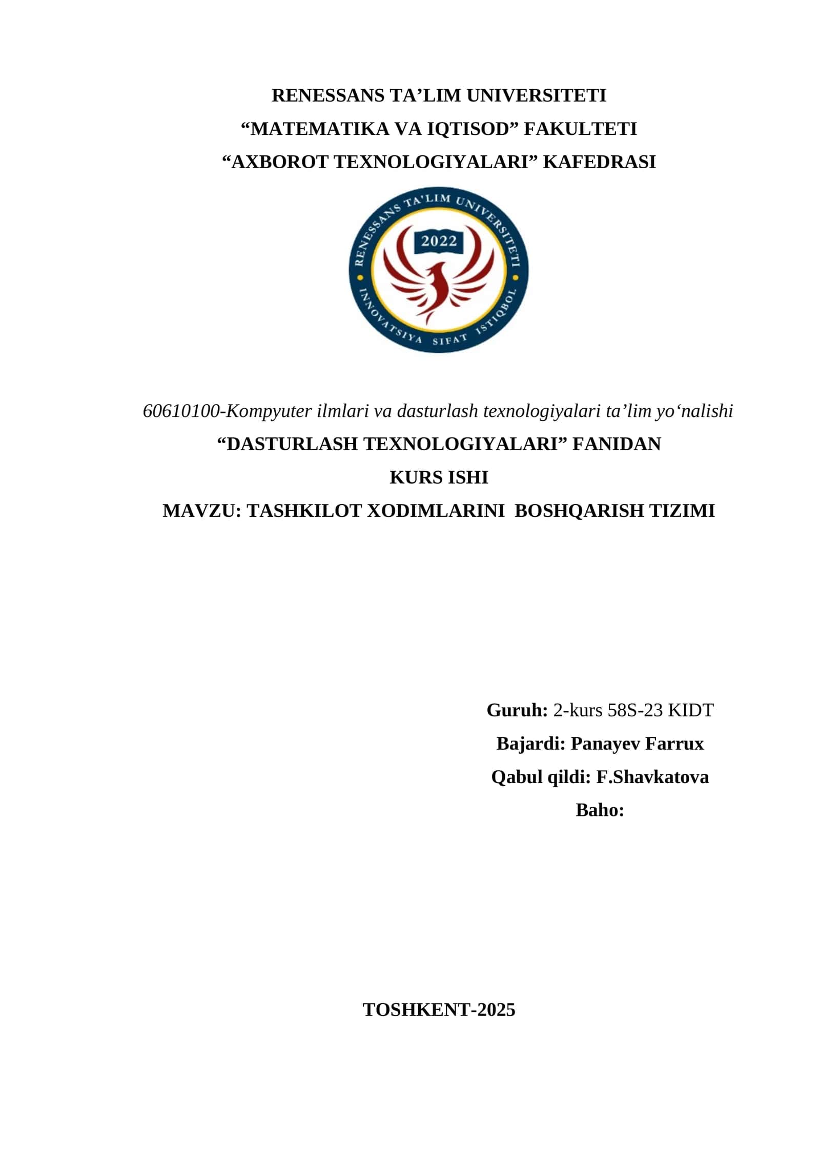 TASHKILOT XODIMLARINI BOSHQARISH TIZIMI 1