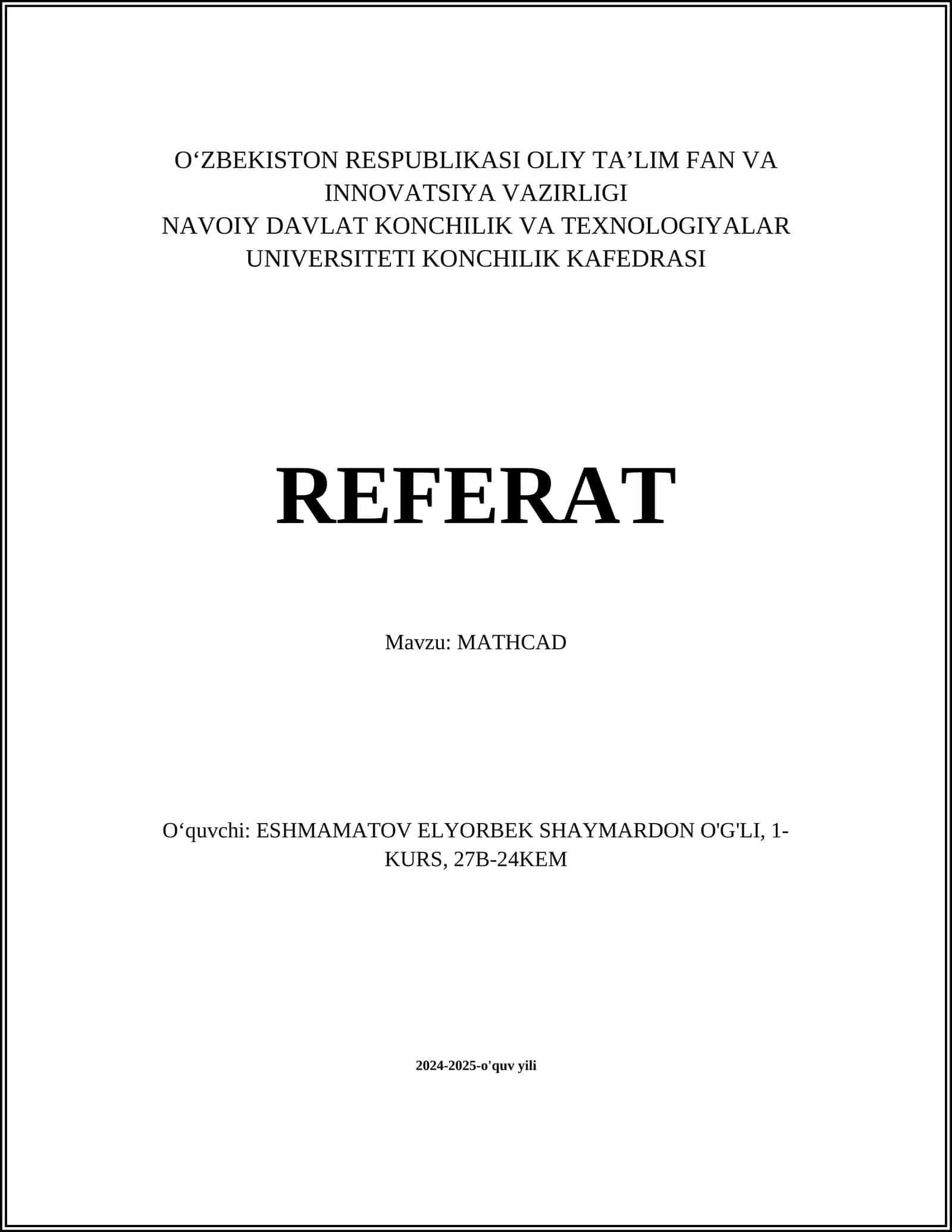 MATHCAD 1