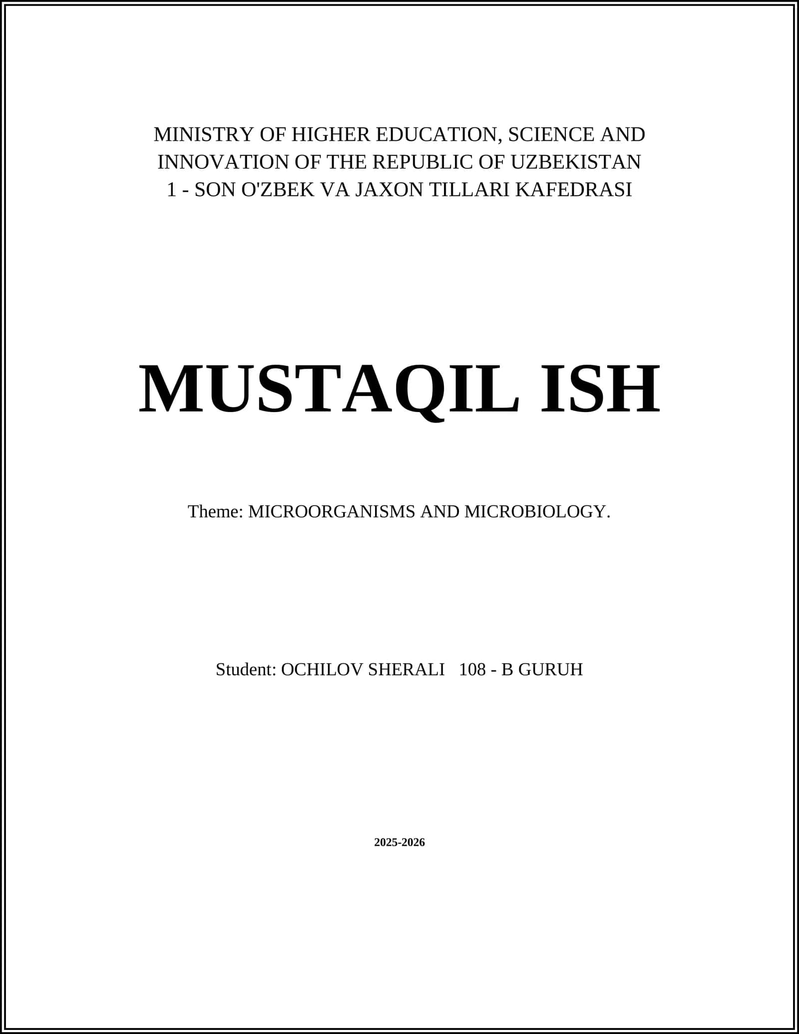 MICROORGANISMS AND MICROBIOLOGY 1