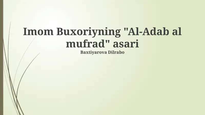 Al-Adab al-Mufrad 1