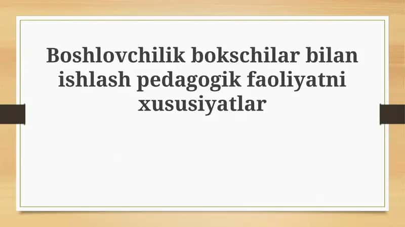 Boshlovchilik bilan ishlash 1