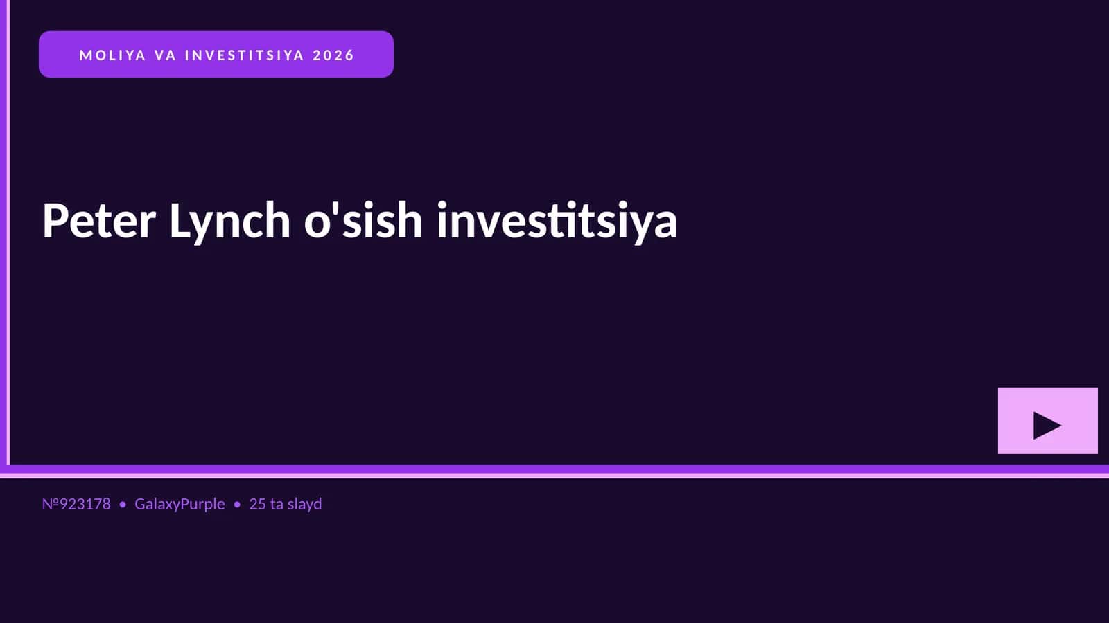 Peter Lynch o'sish investitsiya 1