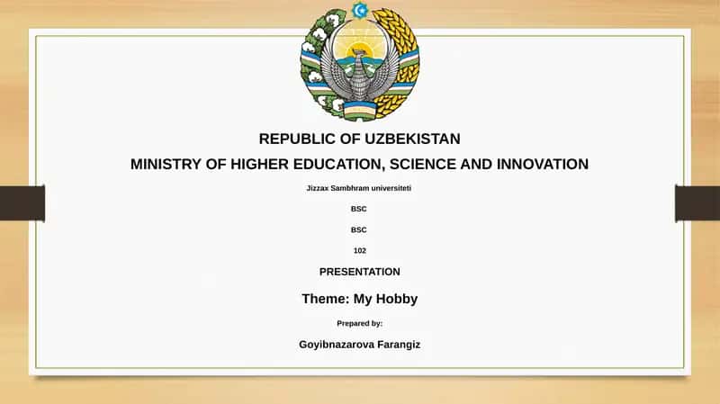 Presentation on My Hobby 1